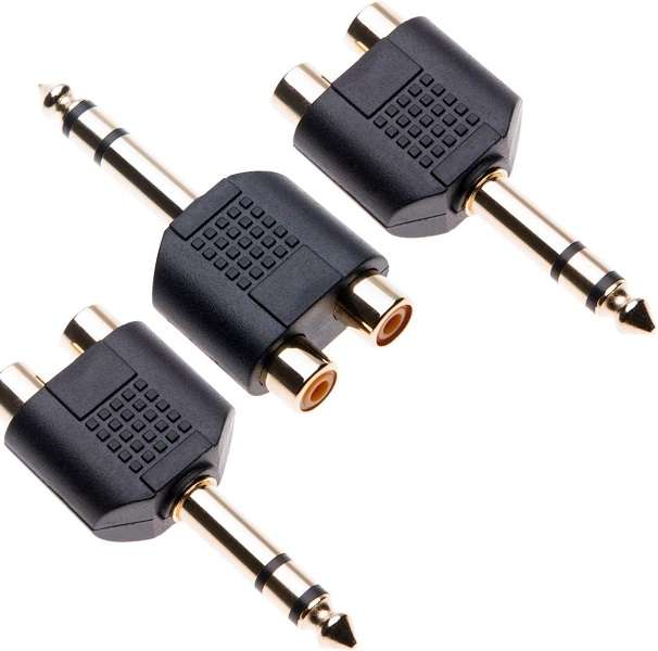 SE-L153 6.35mm Stereo Audio Plug To 2 RCA Female Splitter Adapter Pack Of 100