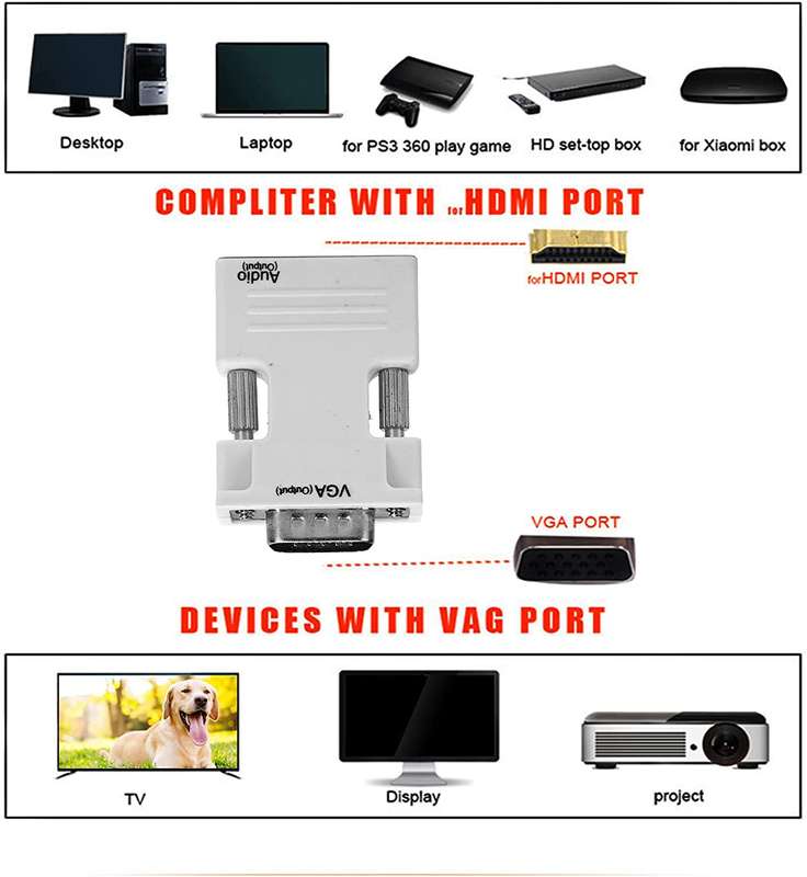 SE-L52 HDMI To VGA Converter With 3.5mm Audio Cable