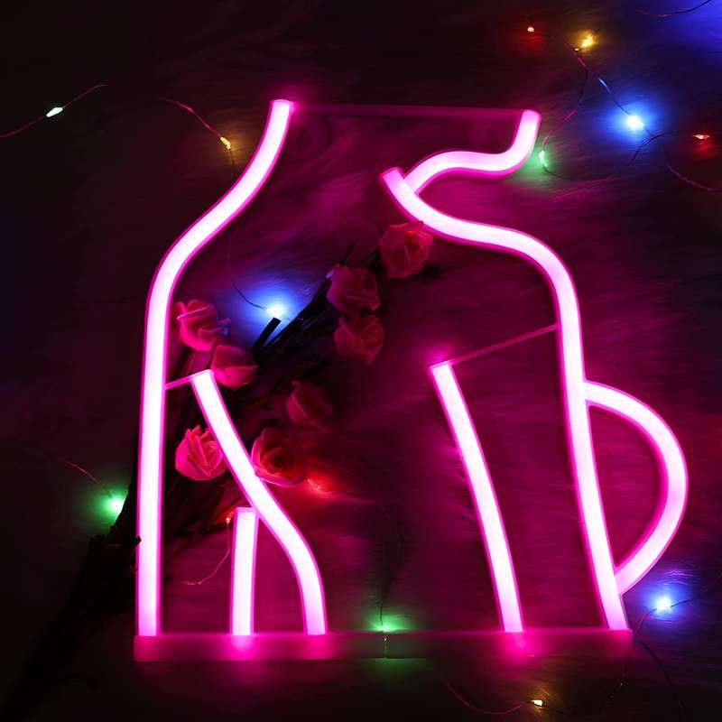 FA-A60 Ladys Back Silhouette Neon Sign Lamp USB And Battery Operated