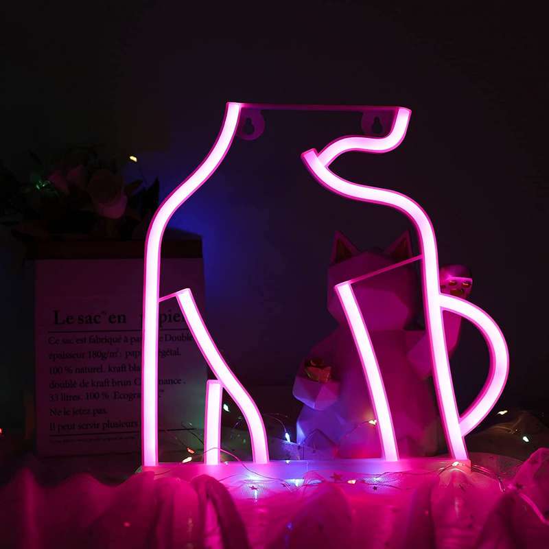 FA-A60 Ladys Back Silhouette Neon Sign Lamp USB And Battery Operated