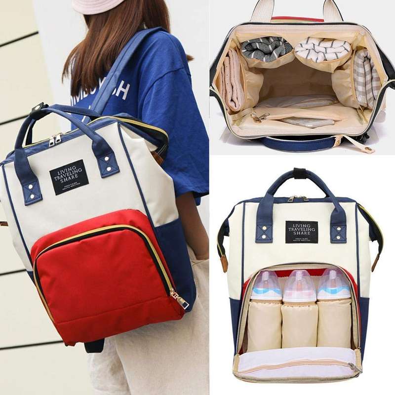XF0758 15Mummy Diaper Bag Pack Large Capacity Waterproof With  Hiden Pockets