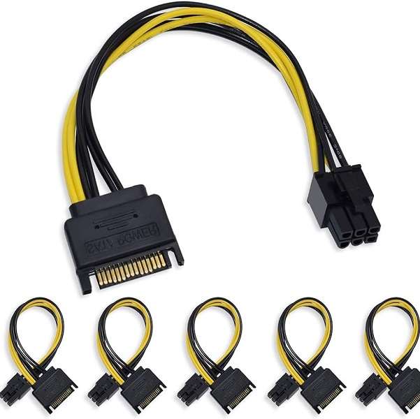 SE-L125 SATA Power Cable Adapter 15-Pin to 6-pin Pack Of 100