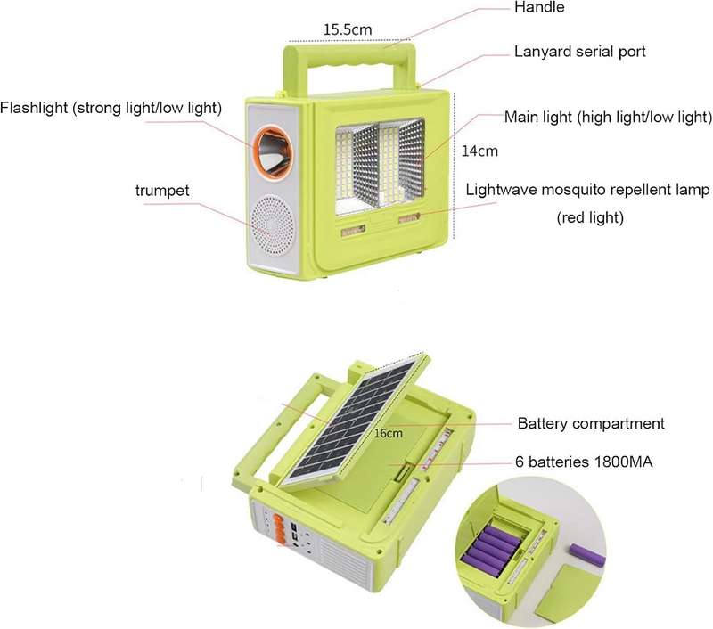 Aerbes AB-TY57 Solar Powered Multi-functional Emergency Light + Speaker 150W