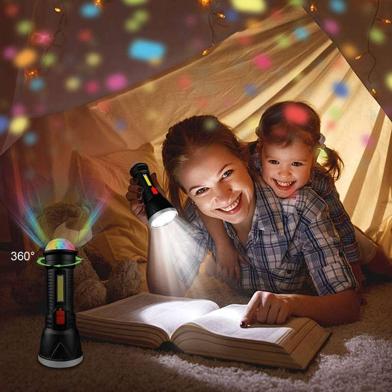 FA-W09 Rechargeable Flashlight With Magic Ball Stage Light