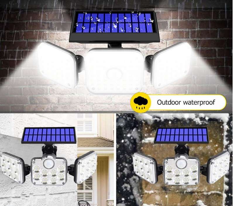 Aerbes AB-TA176 Three Head Outdoor Solar Powered LED Sensor Wall Light