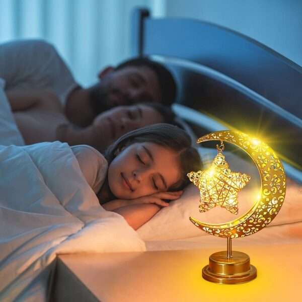 Battery Operated Moon Shaped Iron Star Light Warm White