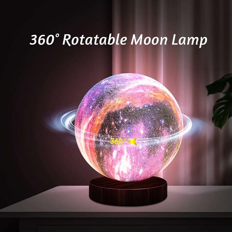 1831528 USB Rechargeable Rotating Galaxy Moon Lamp With Remote Control 18cm