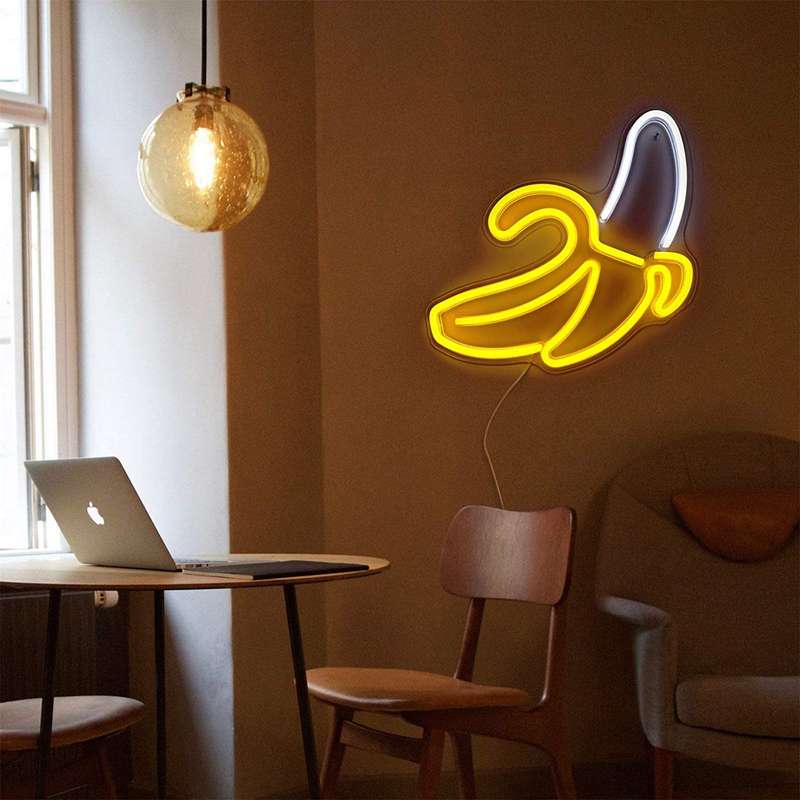 C-1 USB Powered Banana Neon Lamp With Back Plate + On Off Switch