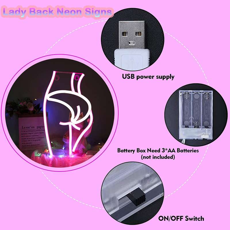 FA-A61 Ladys Behind Silhouette Neon Sign USB And Battery Operated