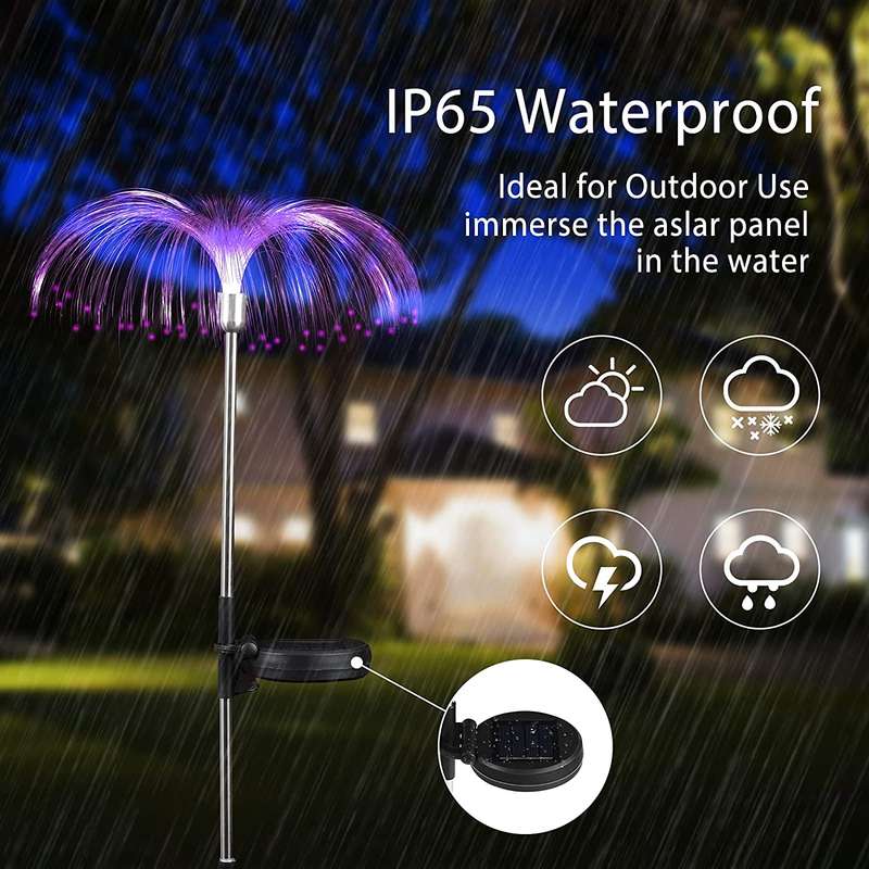 FA-LC30 Solar Powered Multicolor  Jellyfish Fiber Starburst Light 2PC