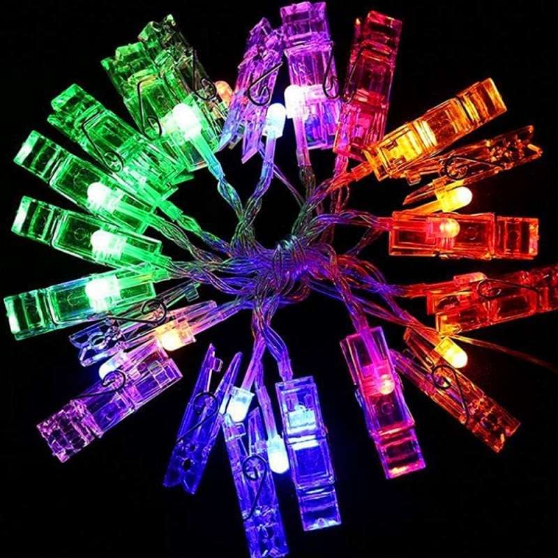 ZYF-38 Photo Clip Fairy String Light RGB With Tail Plug Extension 5M