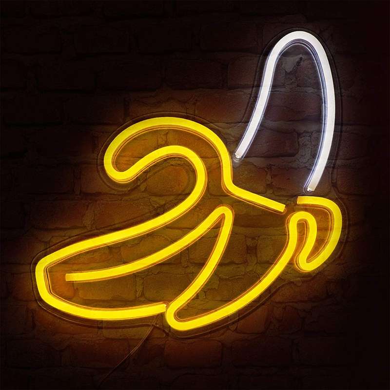 C-1 USB Powered Banana Neon Lamp With Back Plate + On Off Switch