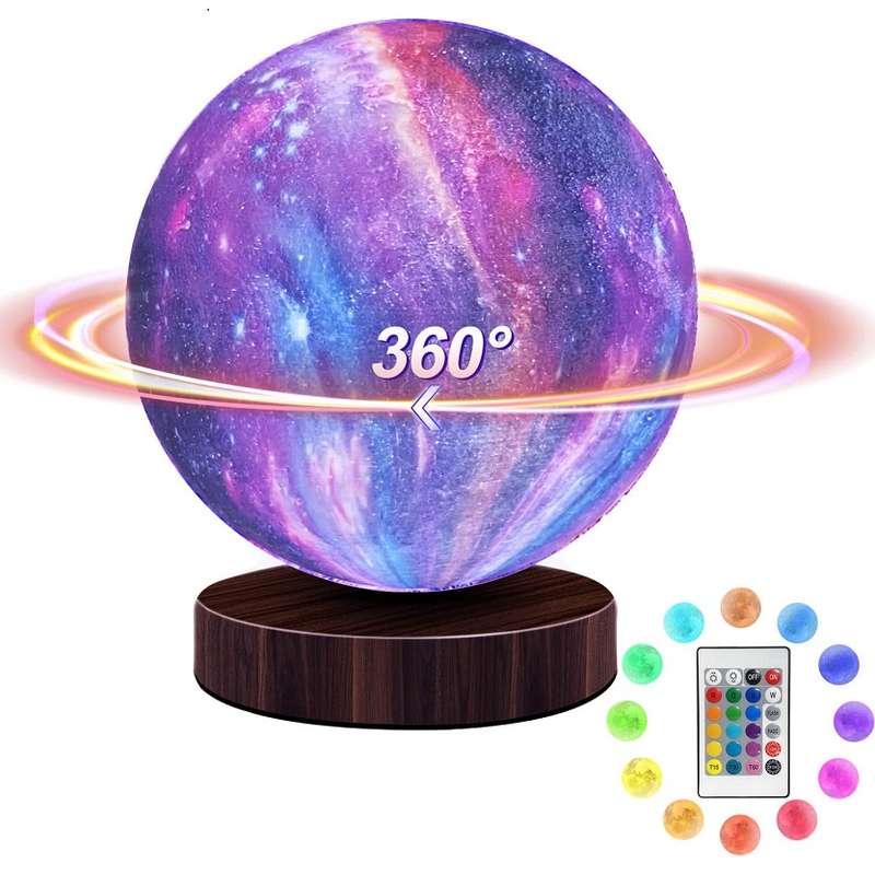 1831528 USB Rechargeable Rotating Galaxy Moon Lamp With Remote Control 18cm