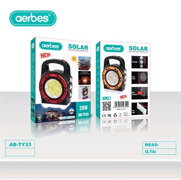 Aerbes AB-TY33 Rechargeable Solar Powered COB Work Light 20W