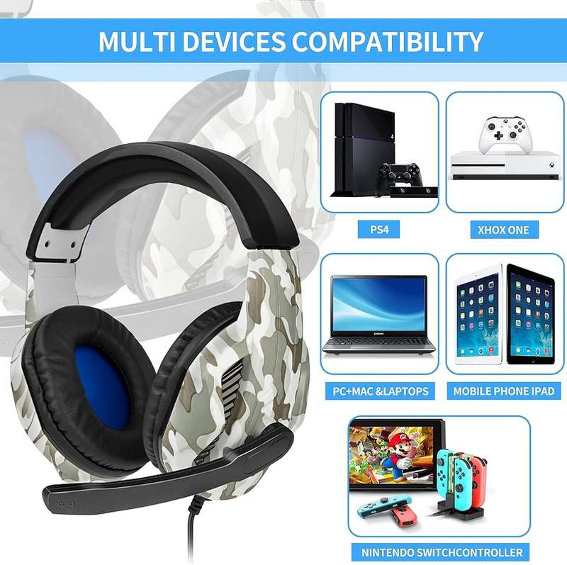 Wolulu AS-51269 Wired Noise Cancelling 3.5mm Gaming Headset With Microphone