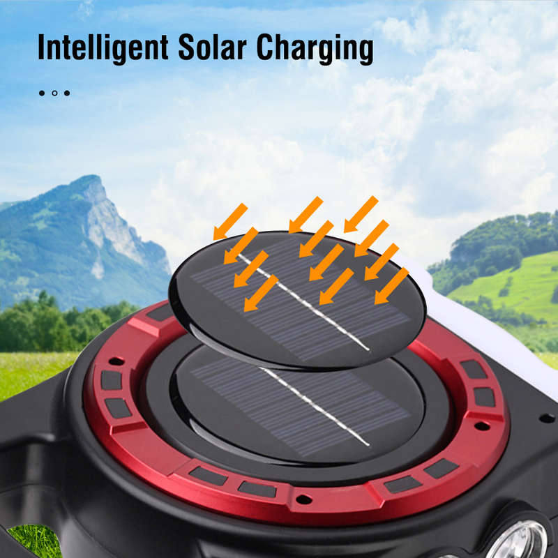 FA-6678C 20W Solar Powered Portable COB Light With 3 Light Sources and USB Charging