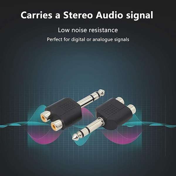 SE-L153 6.35mm Stereo Audio Plug To 2 RCA Female Splitter Adapter Pack Of 100