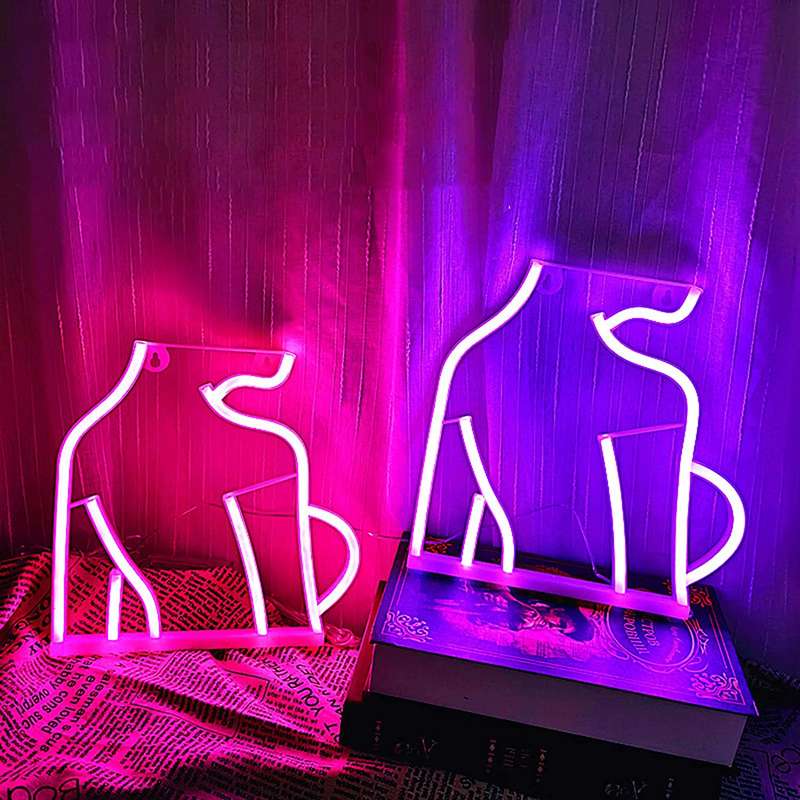 FA-A60 Ladys Back Silhouette Neon Sign Lamp USB And Battery Operated
