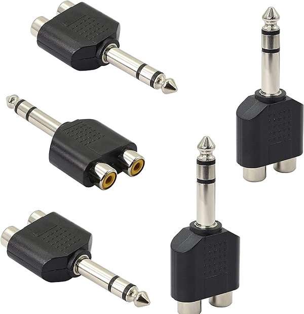 SE-L153 6.35mm Stereo Audio Plug To 2 RCA Female Splitter Adapter Pack Of 100