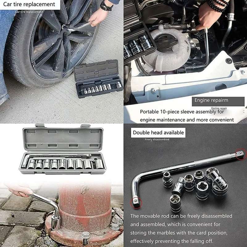 Jiageng JG20375087 Wrench Combination Hand Tool Socket Set 10Pcs