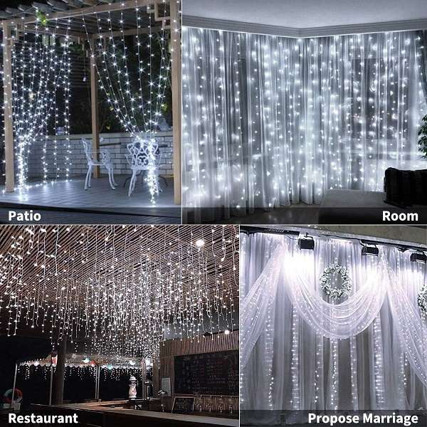 ZYF-99 LED Fairy Curtain Light With Tail Plug Extension White 3m Across  70cm x 38cm