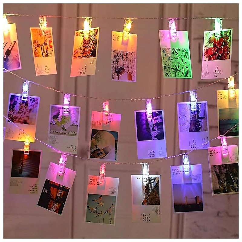 ZYF-38 Photo Clip Fairy String Light RGB With Tail Plug Extension 5M