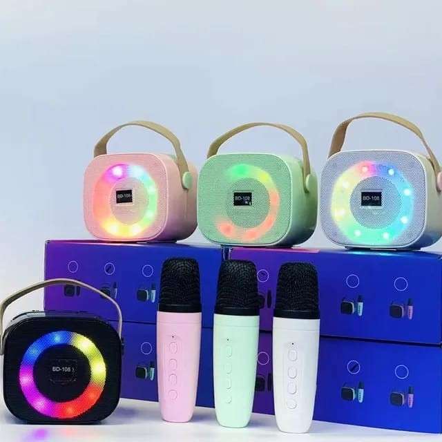 BD-108 RGB Portable Wireless Bluetooth Speaker With Karaoke Microphone