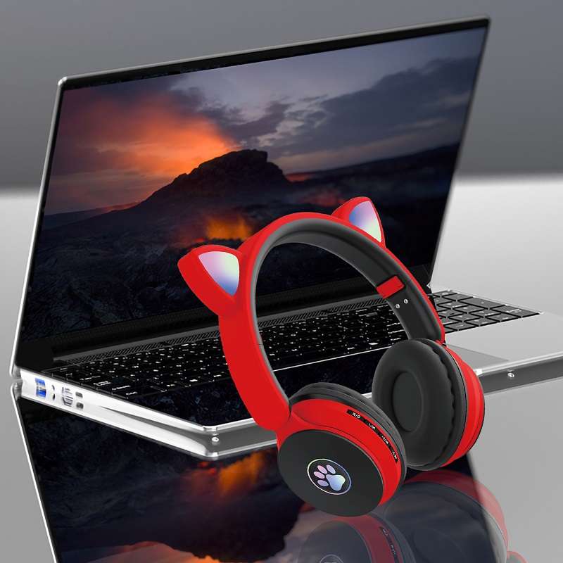 Wolulu AS-51256 Bluetooth Cat Ear RGB LED Wireless Headphone