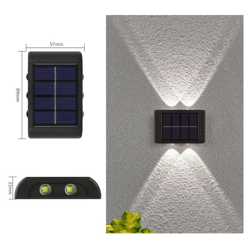 FA-04LED Portable Solar Powered Up and Down LED Outdoor Wall Lights 4LED White 4Pcs