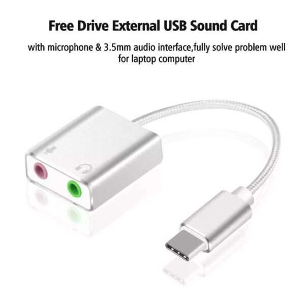 External USB Sound Card Type C / USB to 3.5mm Jack USB Audio Adapter
