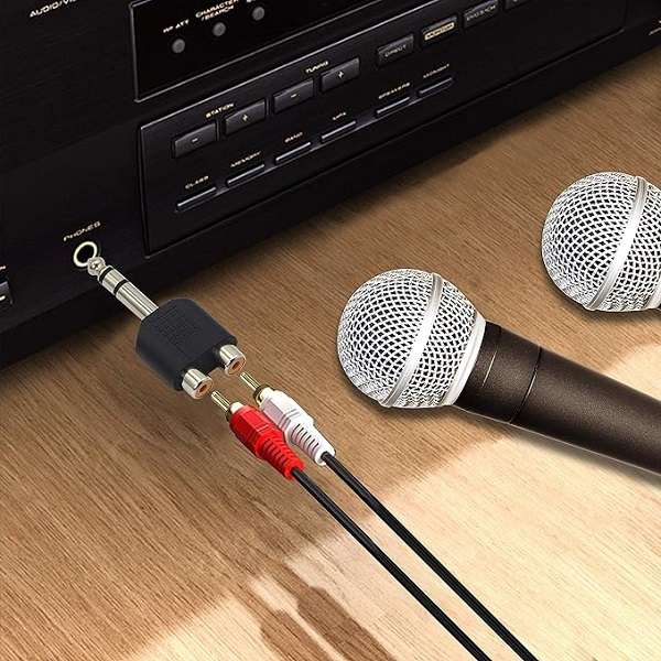 SE-L153 6.35mm Stereo Audio Plug To 2 RCA Female Splitter Adapter Pack Of 100