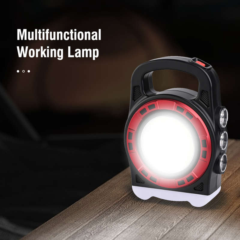 FA-6678C 20W Solar Powered Portable COB Light With 3 Light Sources and USB Charging