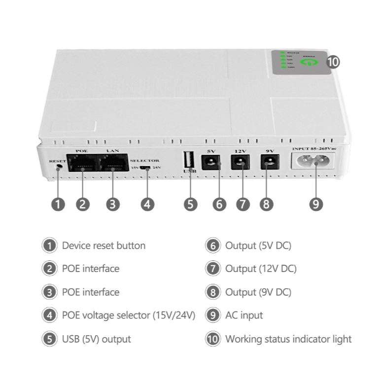 Tangka TG-119 MIni DC 8800maH UPS Battery Backup For Router And Support POE 1018P