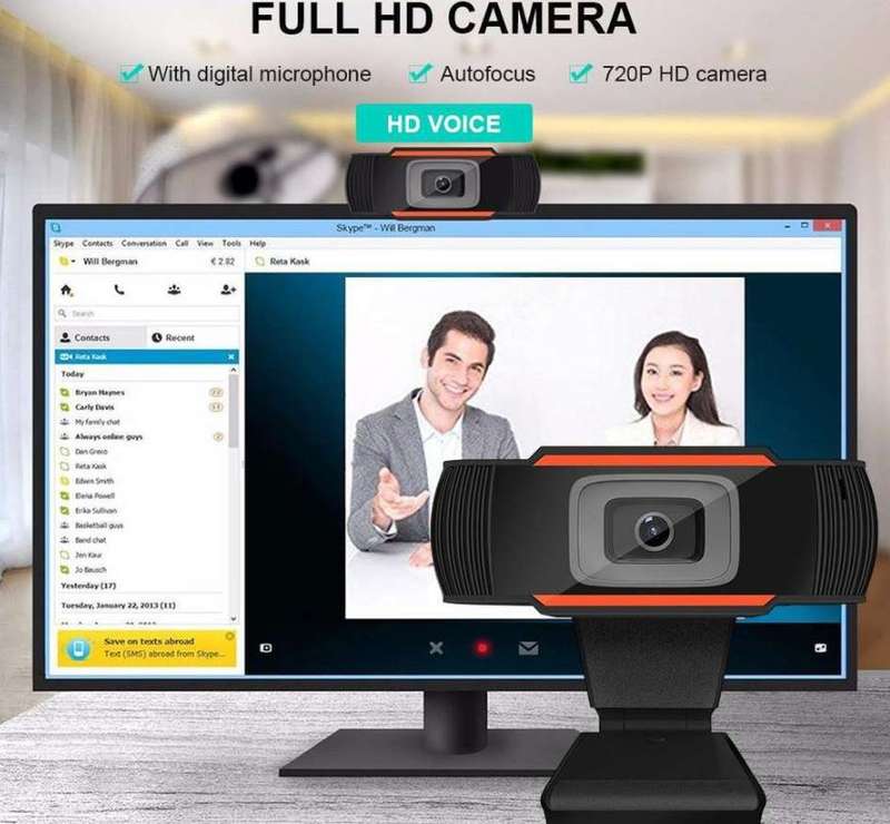 X11 HD 720P Driverless USB Webcam for Desktop With Built-in Microphone