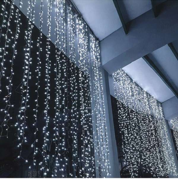ZYF-99 LED Fairy Curtain Light With Tail Plug Extension White 3m Across  70cm x 38cm