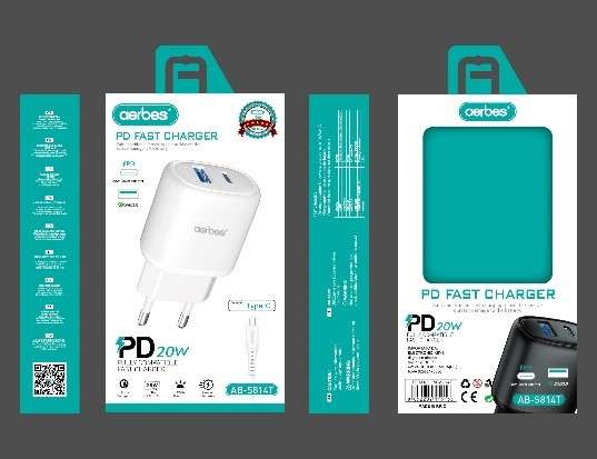 Aerbes AB-S814T USB 3.0+PD 20W Charger With Type C Cable