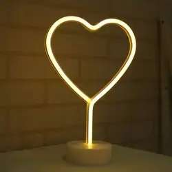 B-2 USB DC Cable Or Battery Operated Heart Neon Lamp With Base