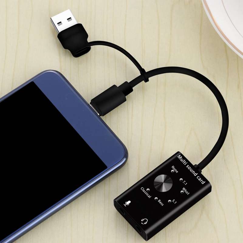 2 in 1 USB Type C Multi-Sound Card
