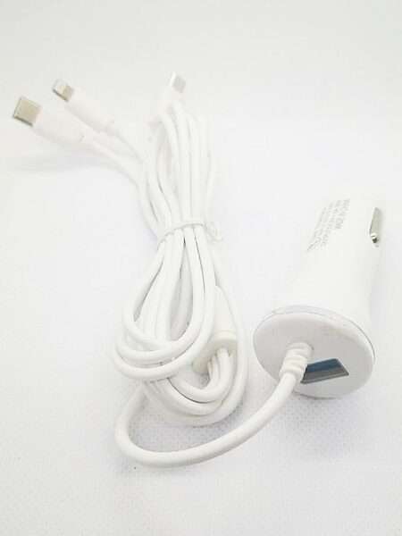 X01 USB 4in1 6A Car Charger with Type C, Micro USB and Lightning Cable