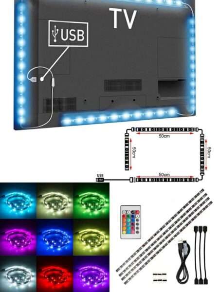 Aerbes AB-Z811 USB RGB LED Strip 5050 Tape Controller Light 2m TV Backlight 5v Decoration