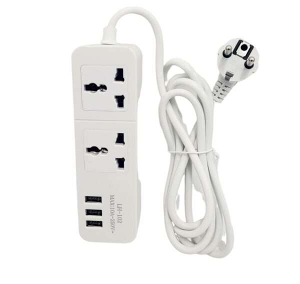 5V-4A Power Strip Socket With 3 USB And 2 AC Port