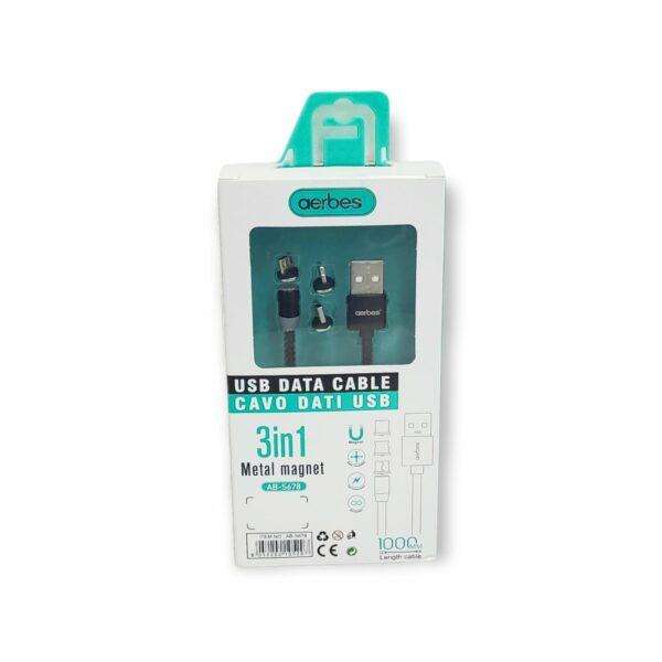 Aerbes AB-S678 USB Magnetic Cable 3 in 1