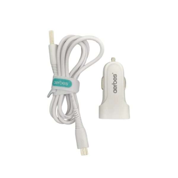 Aerbes AB-Q538M Car Charger With 2 USB Port And 1M Lightning Cable 2.4V 12W