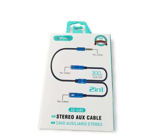 AB-S680 3.5mm Male Jack To Earphone And Microphone Female Aux Cable