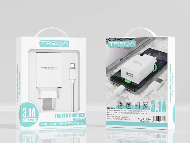 Treqa CS-232 IOS 3.1A Travel Charger IOS