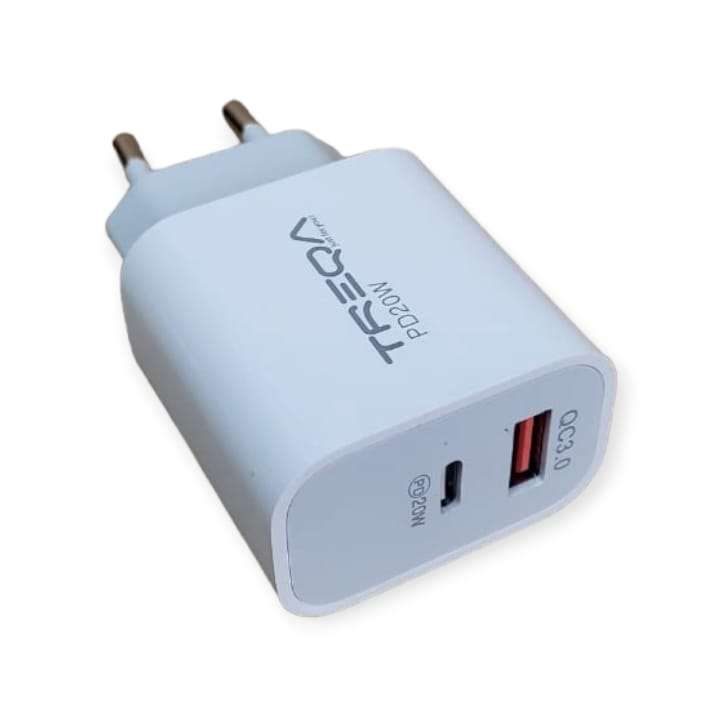 Treqa CH-633-IOS  PD20W+QC3.0 Dual Charger With Lightning Cable For IOS