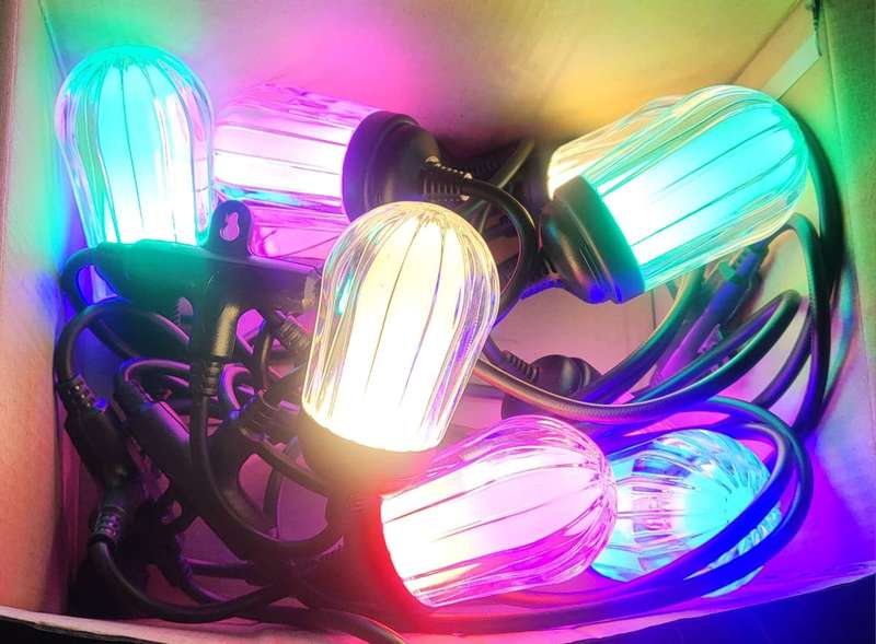 FA-801-2C  Loofah String with Hooks RGB Lights 10 Bulbs, With Extension Port 220V 5M