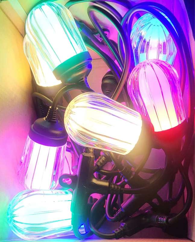 FA-801-2C  Loofah String with Hooks RGB Lights 10 Bulbs, With Extension Port 220V 5M