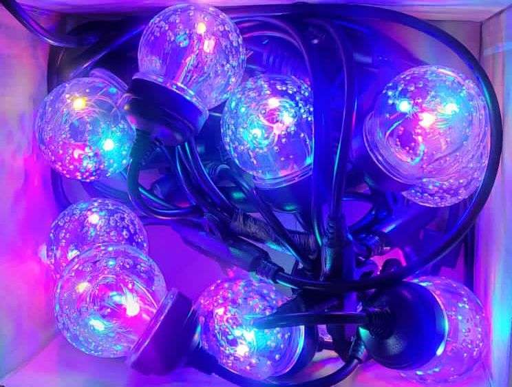 FA-807C Solar Powered Garden Bubble String With Hooks  RGB Lights 10 Bulbs 5 Modes