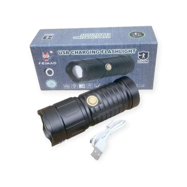 Feimao FA-906-TG USB Rechargeable Aluminium Alloy White Flashlight